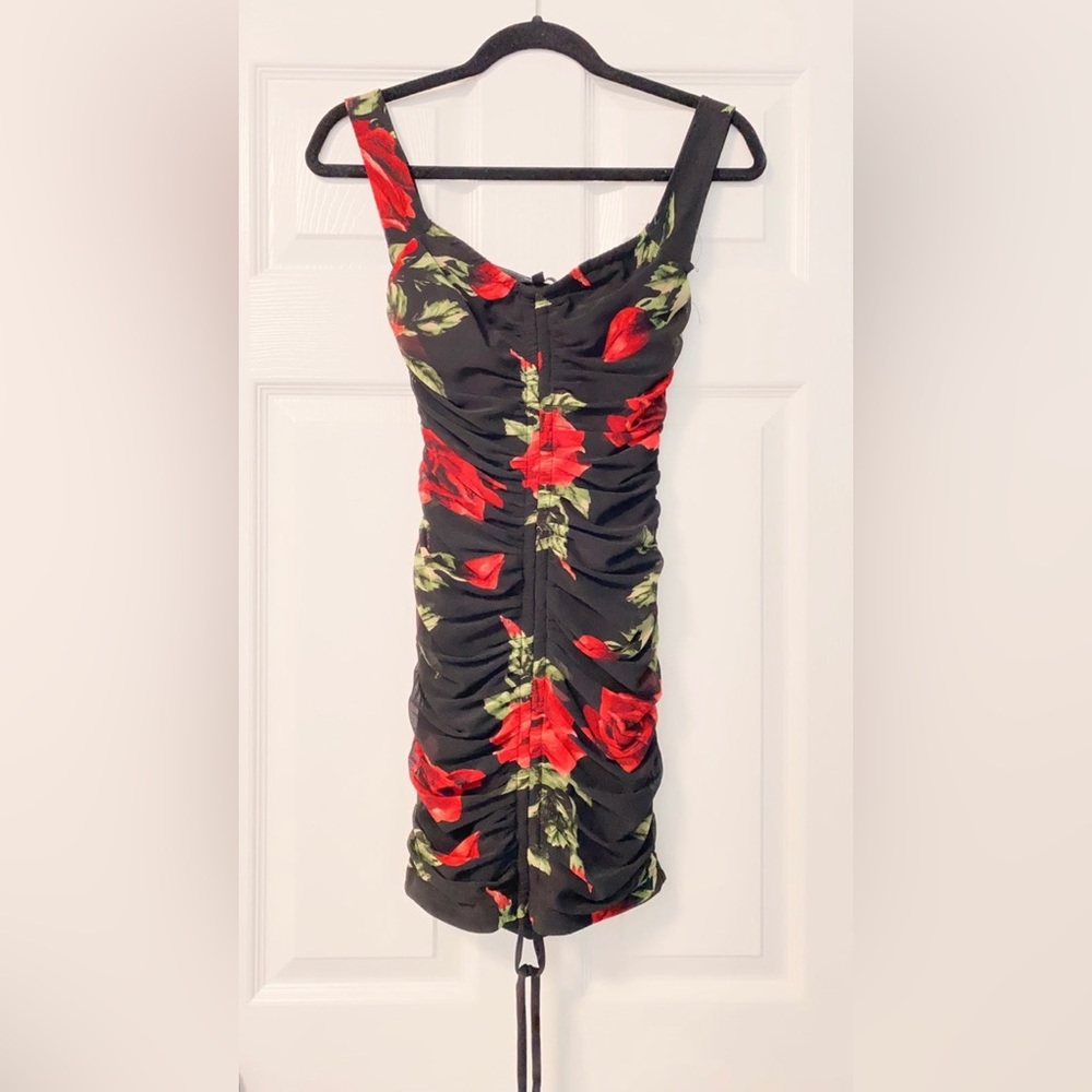 Fashion nova off-shoulder dress Adjustable length front tie Size xs